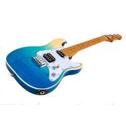 Pathfinder Tenor Electric Ukulele - Trans Blue : Double-cut Shape. Solid body