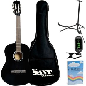 Begynder guitarpakke m. Sant CJ-36-BK spansk 3/4 brneguitar sort