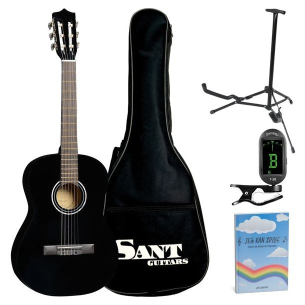 Begynder guitarpakke m. Sant CJ-36-BK spansk 3/4 brneguitar sort