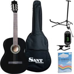 Begynder guitarpakke m. Sant CL-50-BK spansk guitar sort (4/4)