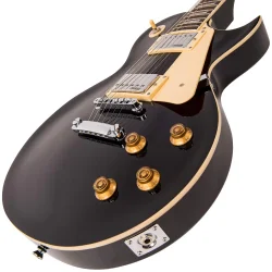 Vintage V100 Guitar- Chrome Hardware- Gloss Black