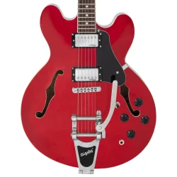 Vintage Semi-Acoustic Guitar With Bigsby: Cherry Red