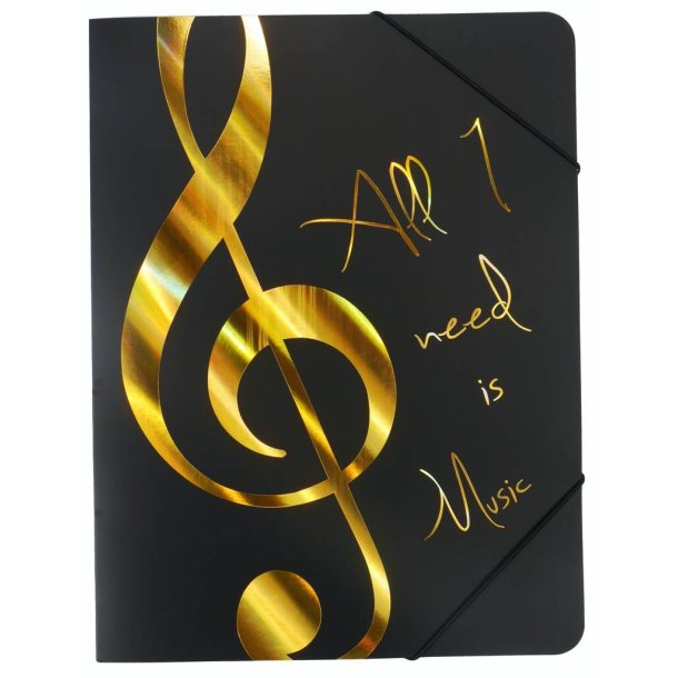 Elastic folder ''All I need is Music'' golden : A4