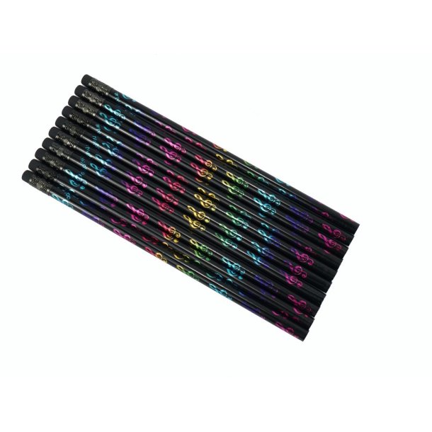 Blyantsst med sort og farverig g-ngle  10 stk