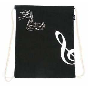 Drawstring bag g-clef black : (printed on both sides) canvas 37*44 cm H