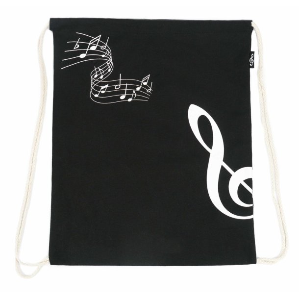 Drawstring bag g-clef black : (printed on both sides) canvas 37*44 cm H