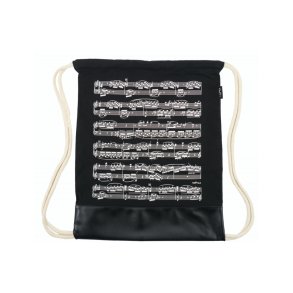 Drawstring bag notelines black canvas : 37*44 cm H
