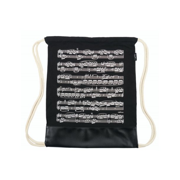 Drawstring bag notelines black canvas : 37*44 cm H