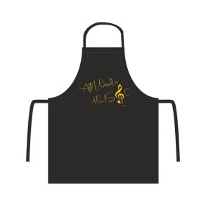 Apron ''All I need is music'' black/gold : (embroidered) 85*69,5 cm
