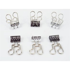 Binder Clip quaver black/white 6 pcs : 19*40 mm