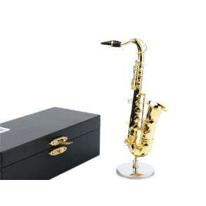 Saxophone with stand & gift case : 12,5cm (1/8) gold plated