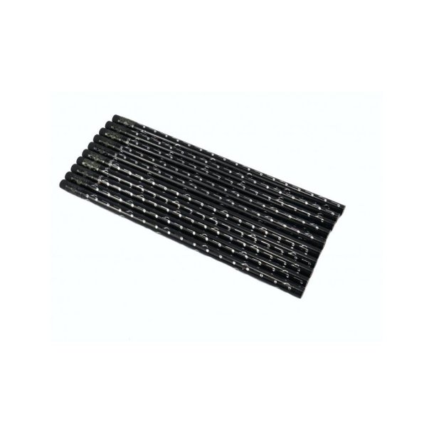 Blyantsst med sorte og slvfarvede noder  10 stk