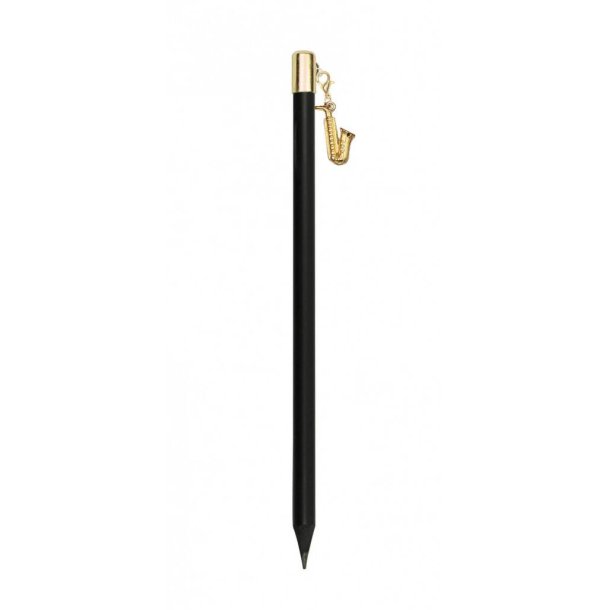 Pencil with sax charm gold