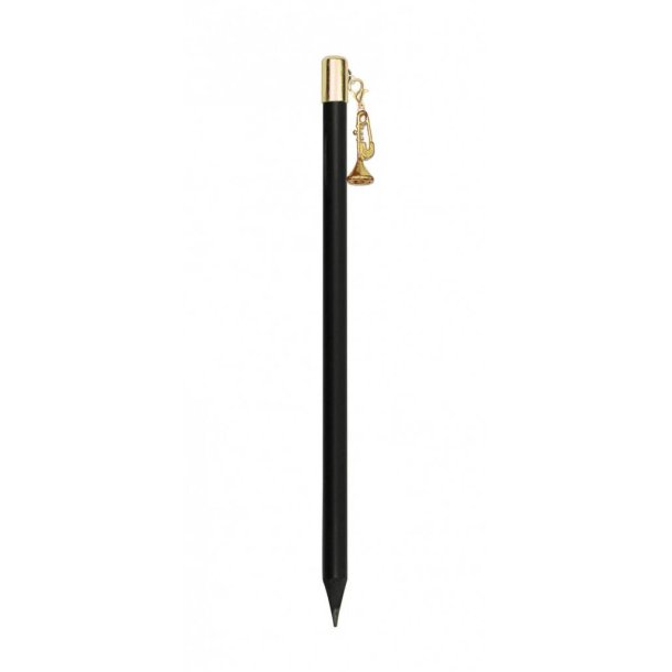 Pencil with trumpet charm gold