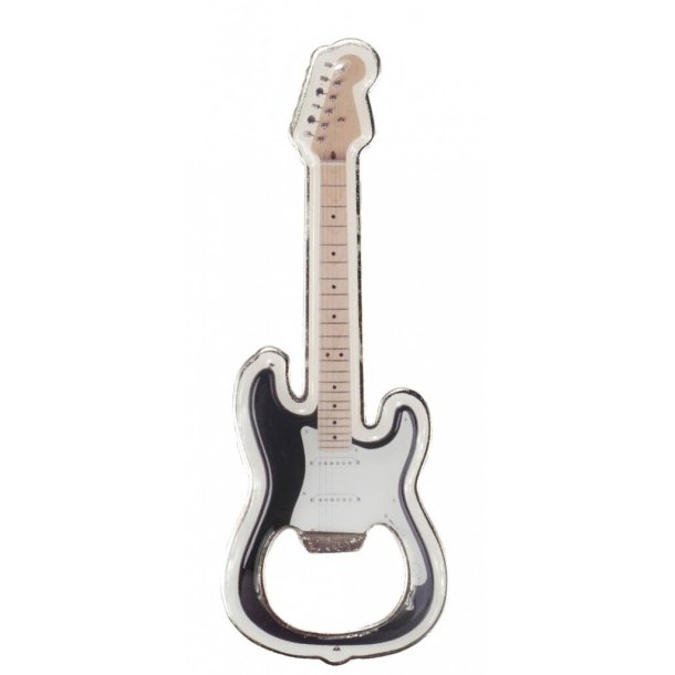 Flaskebner med magnet  elektrisk guitar (sort) 12 cm metal