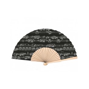 Hand fan noteline black wood : L: 23 cm