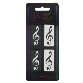 Magnetic bookmark g-clef black & white : 4 pieces in a pack
