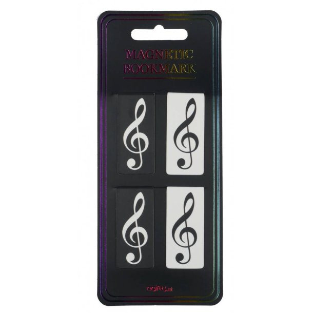 Magnetic bookmark g-clef black & white : 4 pieces in a pack