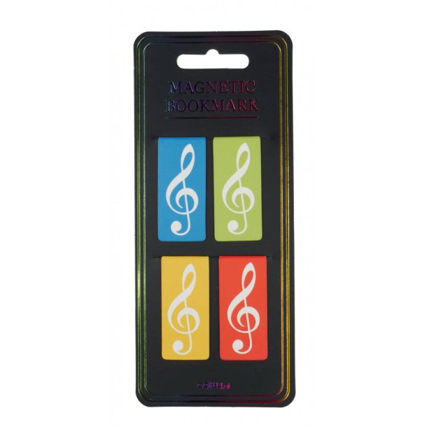 Magnetic bookmark g-clef colourful : 4 pieces in a pack
