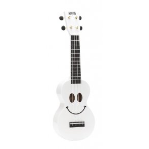 Mahalo Smiley Series Soprano Ukulele - White Med taske