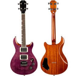 Flight Vanguard Tenor Electric Ukulele - Trans Purple : Double Cut, Solid Body