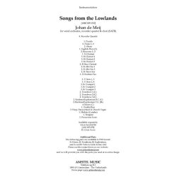 Songs from the Lowlands : for wind orchestra, recorder quartet & choir (SATB)