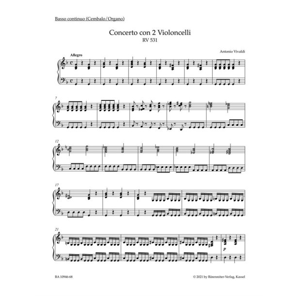 Concerto for two Violoncellos in G minor RV 531