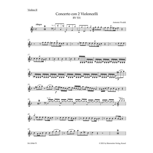 Concerto for two Violoncellos in G minor RV 531