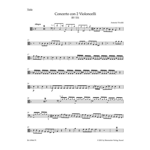 Concerto for two Violoncellos in G minor RV 531
