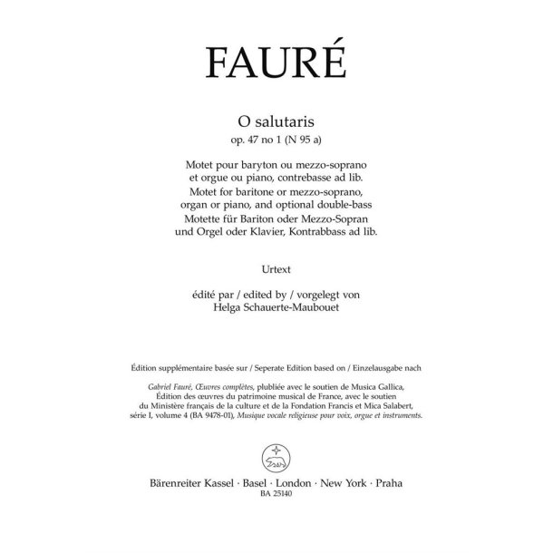 O salutaris : N 95a - Op. 47 No. 1