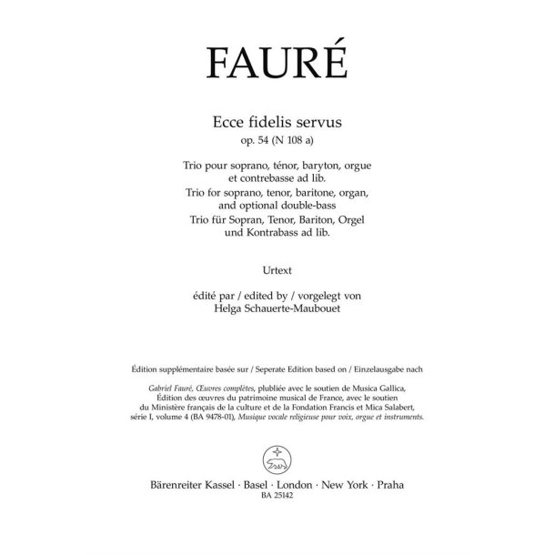 Ecce fidelis servus : N 108a - Op. 54