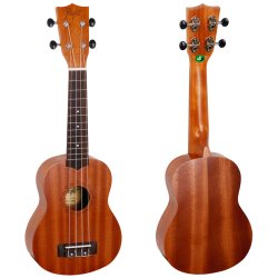 Soprano Ukulele frn Flight - i Sapele tr med kvalitets vska