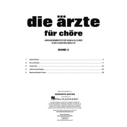 die &auml;rzte f&uuml;r Ch&ouml;re, Band 2 : Arrangements f&uuml;r SAM + Klavier von Carsten Gerlitz