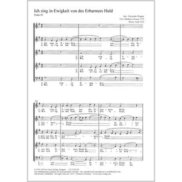 Ich Sing In Ewigkeit Von Des Erbarmers Huld