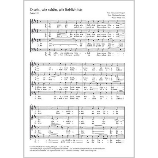 O Seht, Wie Sch&ouml;n, Wie Lieblich Ists : D Major