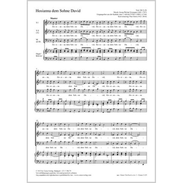 O hosanna, thou Son of David : B flat major