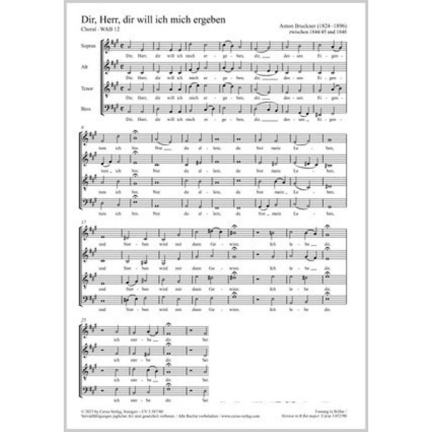 Dir, Herr, dir will ich mich ergeben : Choral