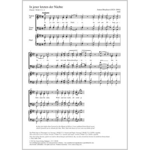 In jener letzten der N&auml;chte : Choral