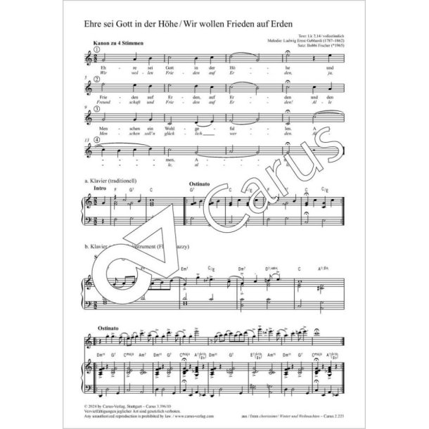 Ehre sei Gott in der H&ouml;he : Kanon zu 4 Stimmen