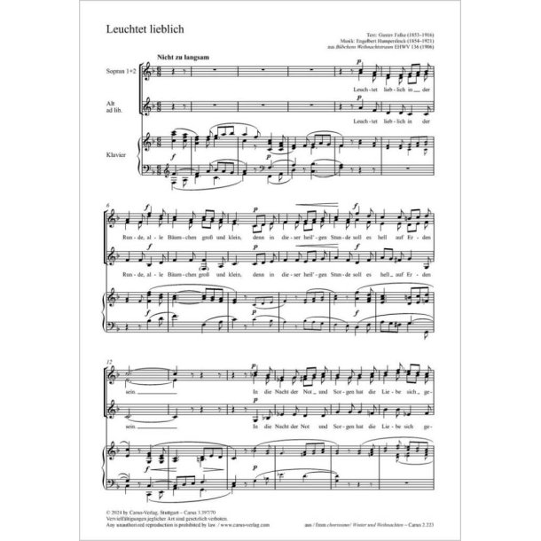 Leuchtet lieblich : aus: B&uuml;bchens Weihnachtstraum EHWV 136 (1906)