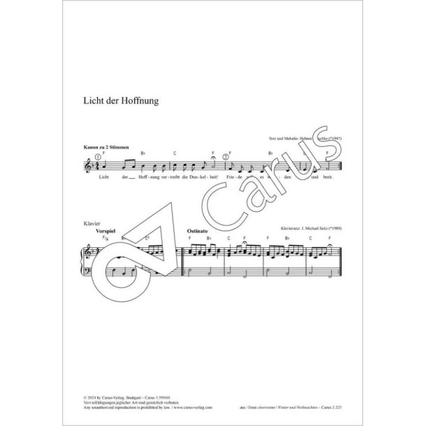 Licht der Hoffnung : Kanon zu 2 Stimmen