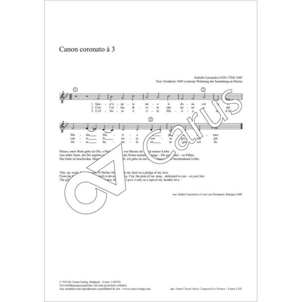 Canon coronato &agrave; 3 - F Lydian : from: Salmi Concertati a 4 voci con Strumenti, Bologna 1689