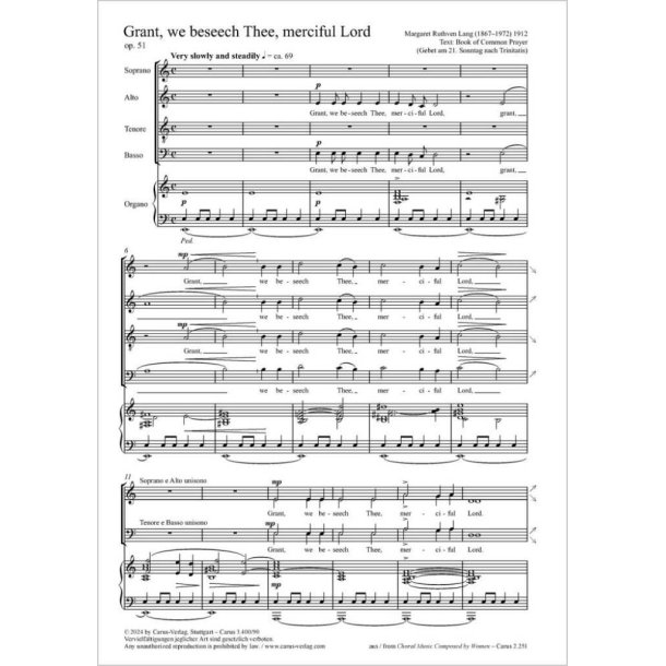 Grant, we beseech thee, merciful Lord : A major - Op. 51