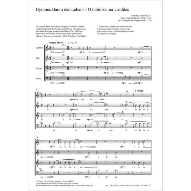 Hymnus Baum des Lebens / O nobilissima viriditas