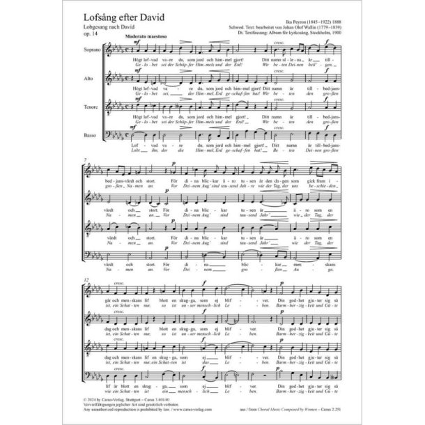 Lofsang efter David : B flat major - Op. 14