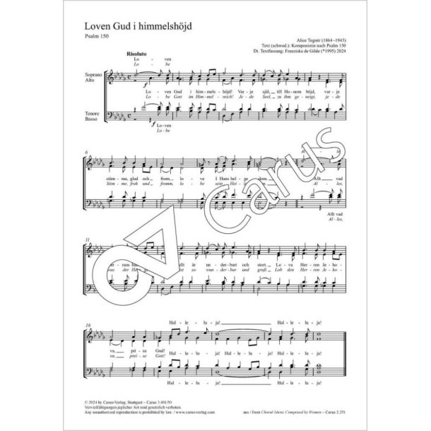 Loven Gud i himmelsh&ouml;jd - D flat major : psalm 150