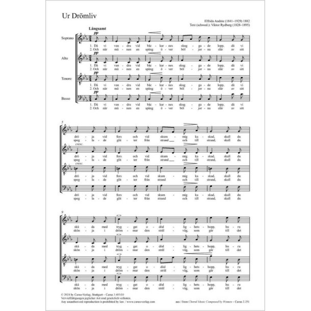 Ur Dr&ouml;mliv - C minor : from: Tre Sanger f&ouml;r dubbelquartett eller liten k&ouml;r utav blandade r&ouml;ster, G&ouml;teborg 1882