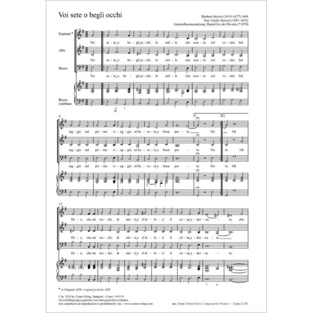 Voi sete o begli occhi - E minor : from: Madrigali op. 1, Venedig 1644