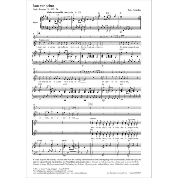 Iam ver oritur - G major : from: Perpetuum mobile - Songs from the Codex Buranus