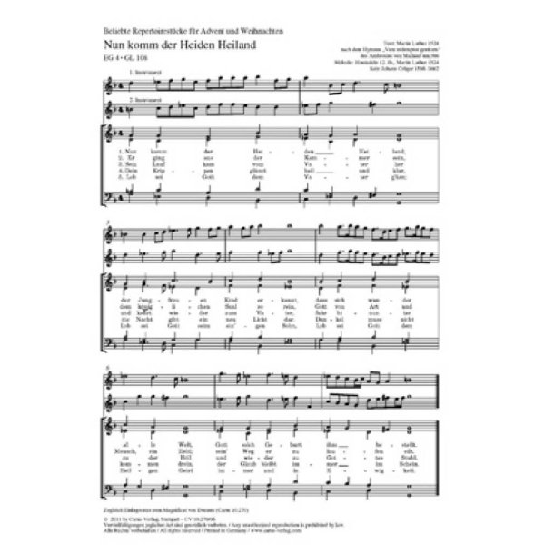 Beliebte Repertoirest&uuml;cke f&uuml;r Advent und Weihnacht